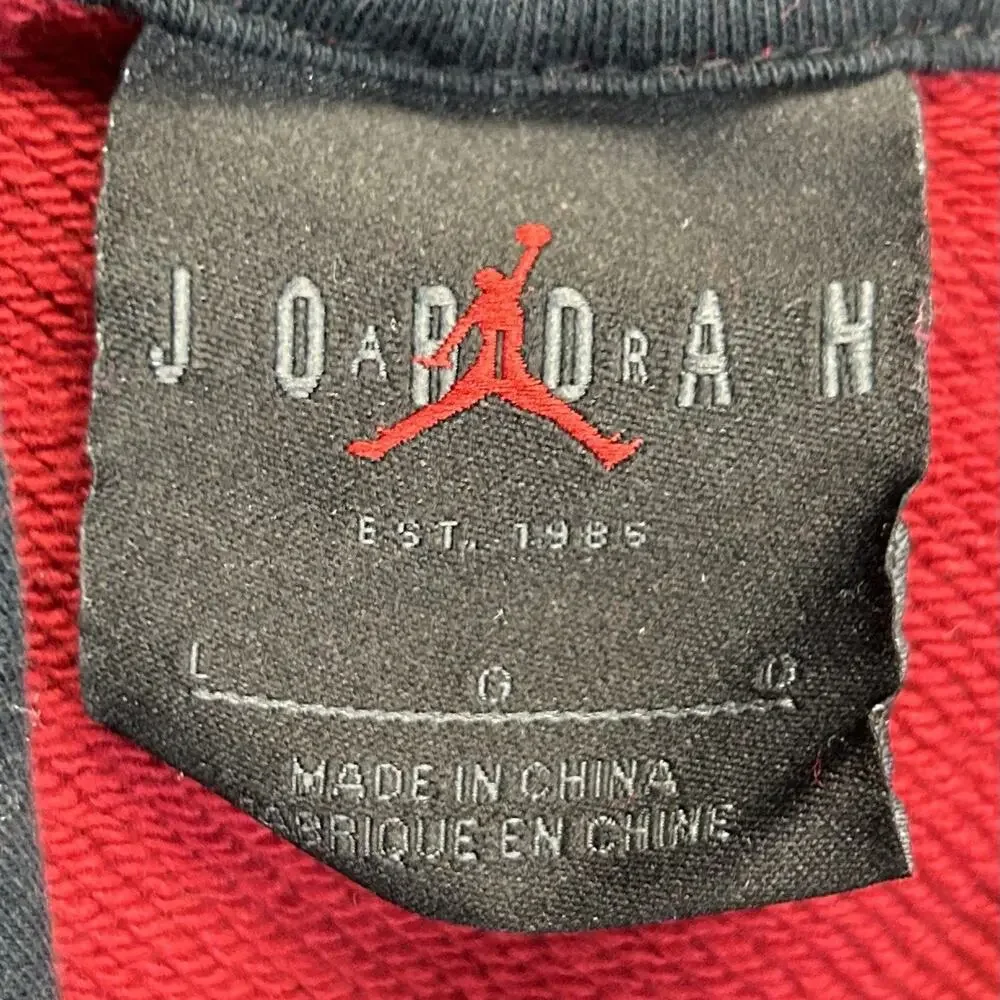 Jordan Legacy AJ11 Pullover Hoodie Mens Large Gym Red Black Zip Pockets Athletic